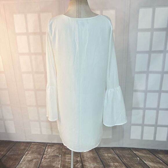 Lulu’s Far Wanderings Ivory Long Sleeve Shift Dress size small - Picture 9 of 14